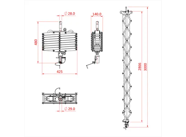 Doughty G1682 PANTOGRAPH 4 SPRING X 3.0M (27Kg SWL) 