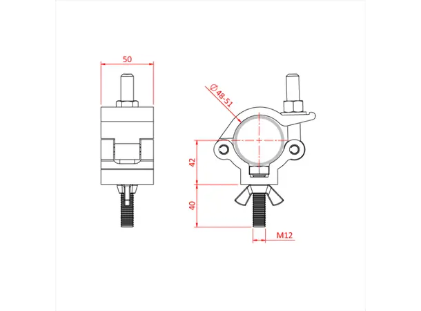 Doughty LIGHTWEIGHT HOOK CLAMP, Black STAINLESS STEEL FIXINGS 