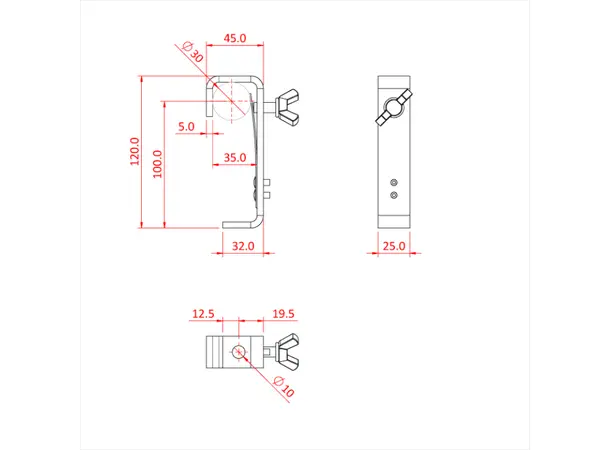 Doughty T20212 HOOK CLAMP 30mm C/W PROTECTOR STRIP 