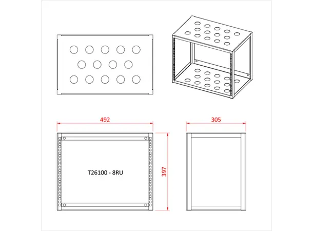 Doughty T26300 RACK FRAME 16 RU 305mm (12") DEEP 
