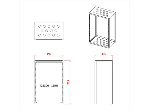 Doughty T26300 RACK FRAME 16 RU 305mm (12") DEEP 