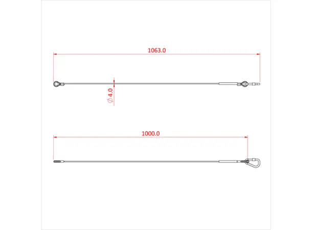 Doughty T2844501 36Kg SAFETY BOND (4mm x 1000mm long with M8 Caribne Hook) 