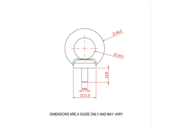 Doughty T42502 EYE BOLT M6 (100 Kg) (LARGE EYE) 