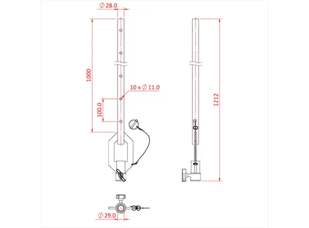 Doughty T45612 SINGLE ENDED ADJUSTABLE DROP ARM (500mm) 