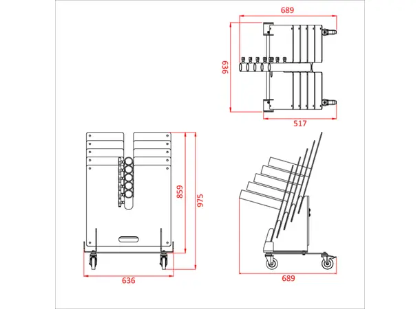 Doughty T54252 TANK TRAP FLOOR STAND WHEELED (HOLDS 5 X T54250 OR 5 X T54255) 
