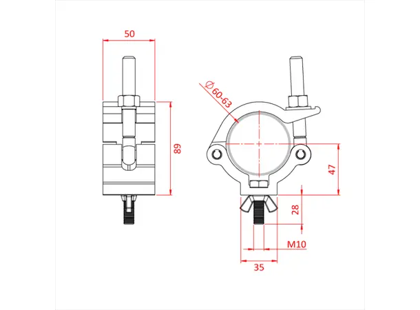 Doughty T57410 MAMMOTH HOOK CLAMP (M10 x 35 bolt & wingnut) 