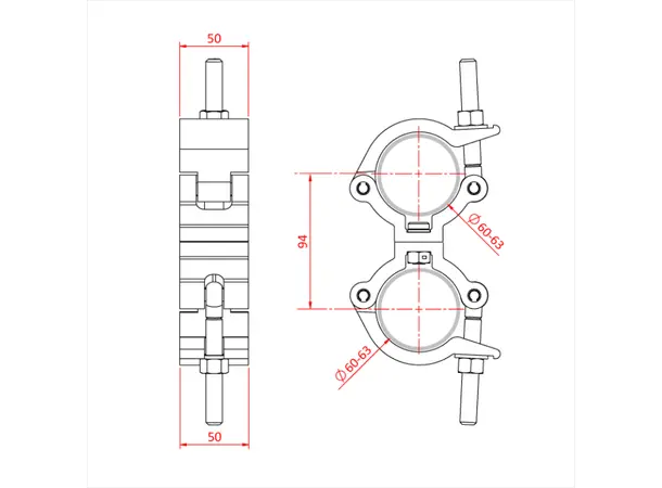 Doughty T57441 MAMMOTH CLAMP PARALLEL COUPLER (Black) 