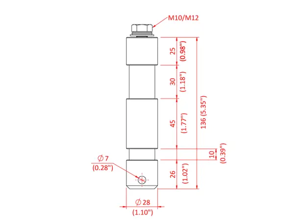 Doughty T74710 M12 FEMALE TV SPIGOT (steel) (long shank EURO) 