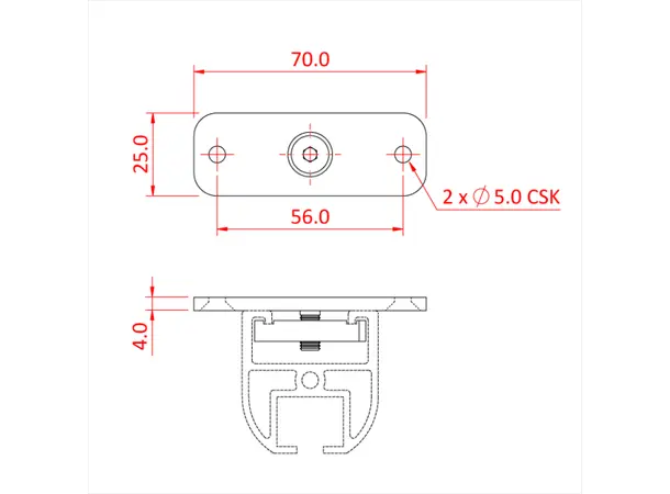 Doughty T81110 DOUGHTY RAIL - CEILING BRACKET 