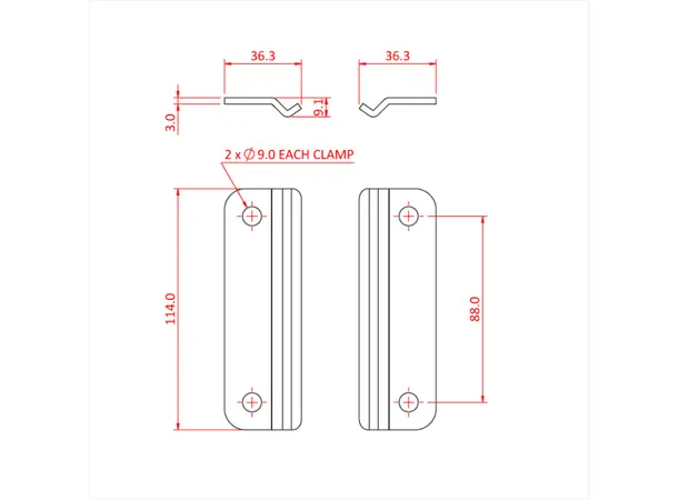 Doughty T85085 STUDIO RAIL 80 CLAMPS X 2 