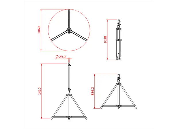 Doughty T51701 black followspot stand 87-141cm 40kg 