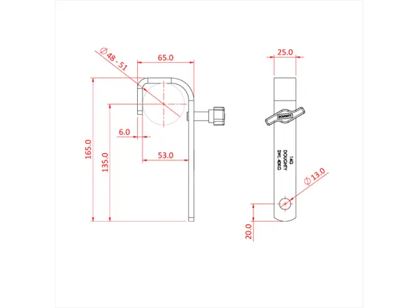 Doughty T20107 Hook Clamp 48mm rett 