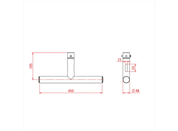 Doughty T45761 MRS Drop arm T stykke 250mm Black 