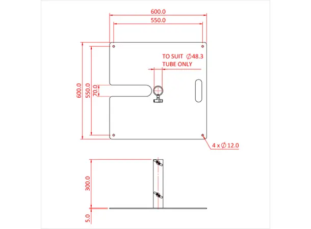 Doughty T54250 Tank trap Til 48 mm rør, 600 mm stålplate 