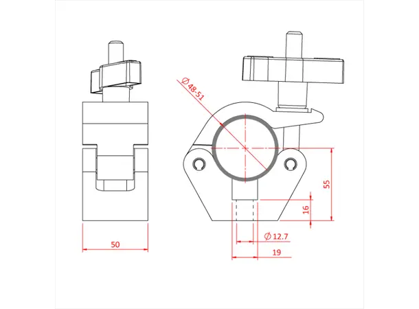 Doughty T57120 swivel coupler 48-51mm 750kg Easy Grip 