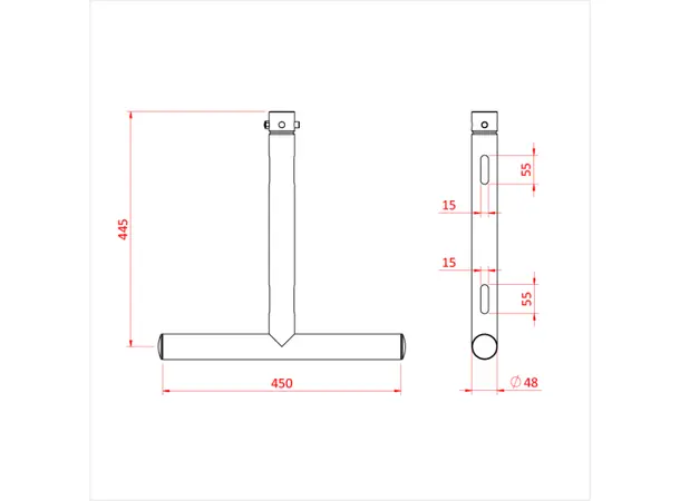 Doughty T45766 MRS Drop arm T stykke 500mm ( Black) 