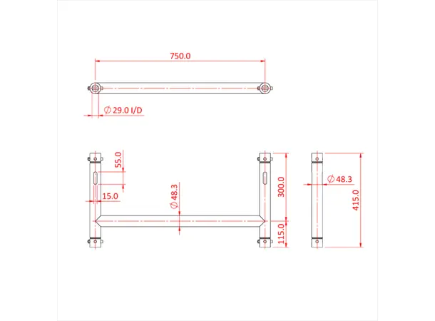 Doughty T45901 MRS H - Frame 415mm x 750mm Black 
