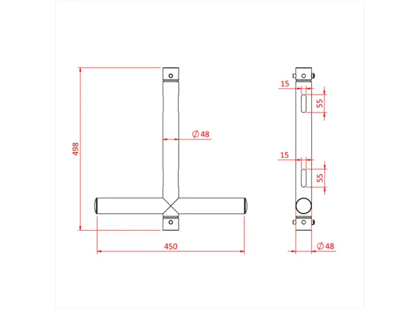 Doughty T45768 MRS Drop arm T stykke gjennomgående 500mm (Black) 