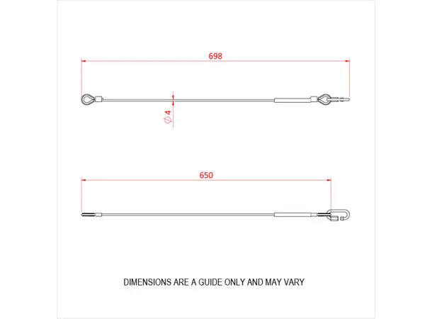 Doughty T45851 MRS sikkerhetswire 4mmx650mm 100kg Quick link 