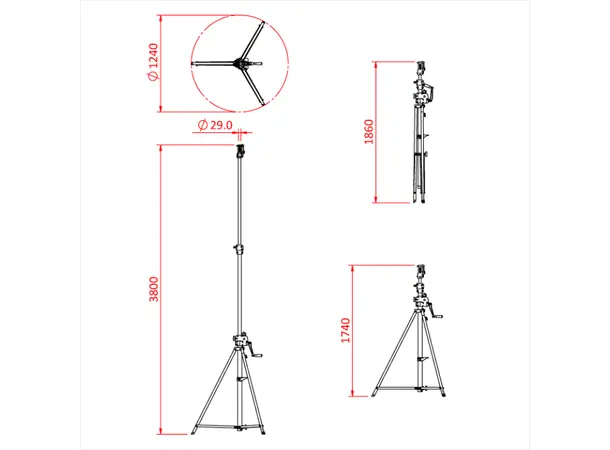 Doughty T55511 Easy lift winch stand Black H: 3,80m SWL 30kg 