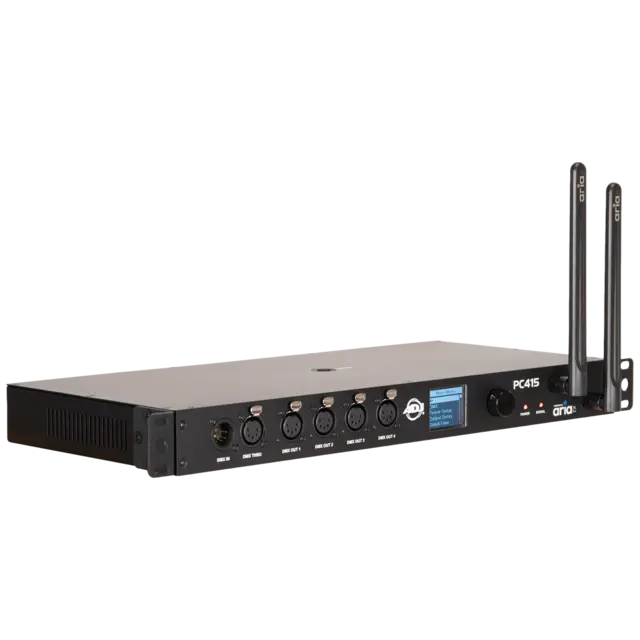 ADJ PC415X Control Hub 4 power outputs, an Aria X2 TX, 4 x DMX 