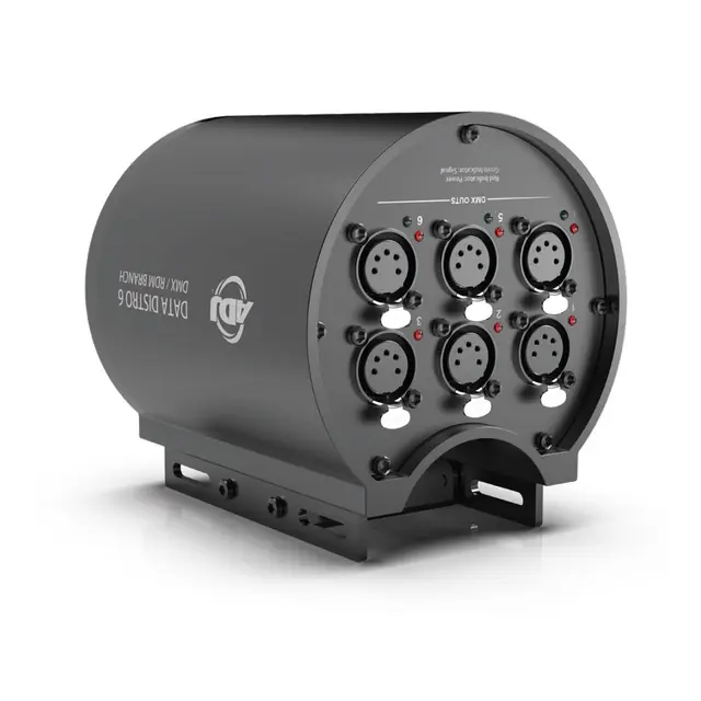 ADJ Data Distro 6 5-pin XLR, og 6x 5-pin XLR-utganger 