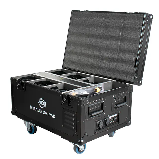 ADJ Mirage Q6 Pak Black Flight case with charging solution 