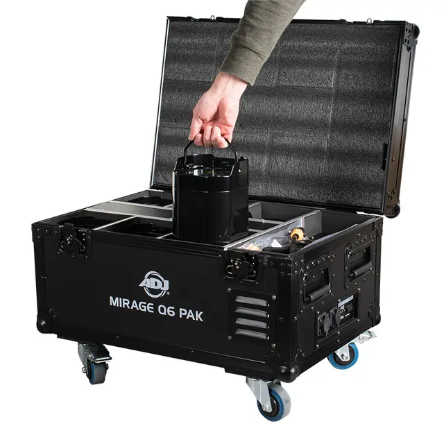 ADJ Mirage Q6 Pak Black Flight case with charging solution 