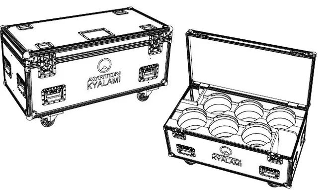 Ayrton Kyalami (6) Flightcase w/ Foam Wheels, 8 handles,4 plates, 120x60, Logo 