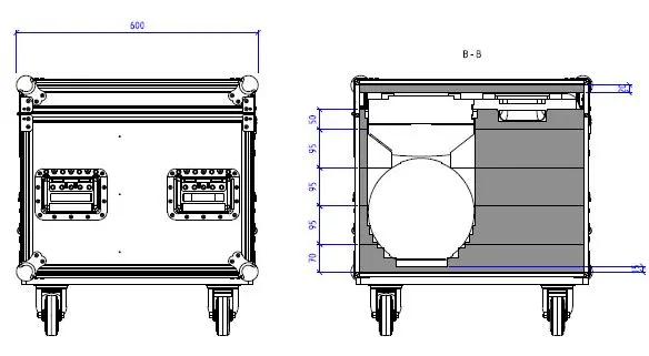 Ayrton Kyalami (6) Flightcase w/ Foam Wheels, 8 handles,4 plates, 120x60, Logo 