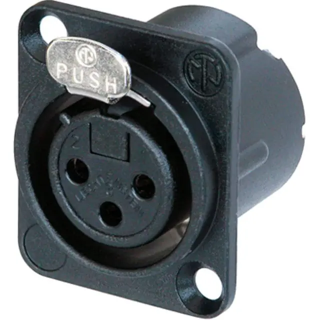 Neutrik NC3FD-LX-BAG XLR chassis 3P hun sort med lås 