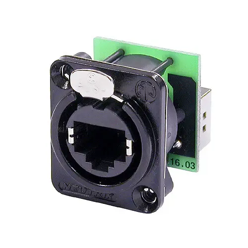 Neutrik EtherCON RJ45 CAT5e ch D Feedthrough, BLACK 