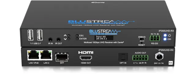 Blustream IP350UHD-RX Multicast UHD Rx Dante, IP Multicast UHD Video Receiver 