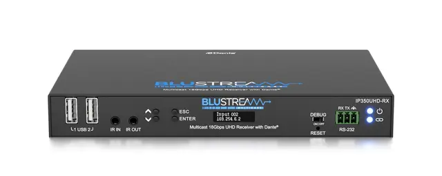 Blustream IP350UHD-RX Multicast UHD Rx Dante, IP Multicast UHD Video Receiver 