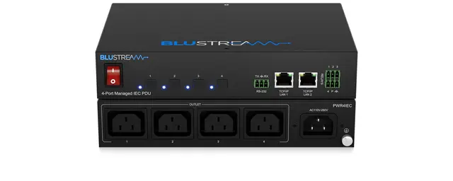 Blustream PWR4IEC 4 Port Managed IEC PDU Supports TCP/IP and RS-232 control 