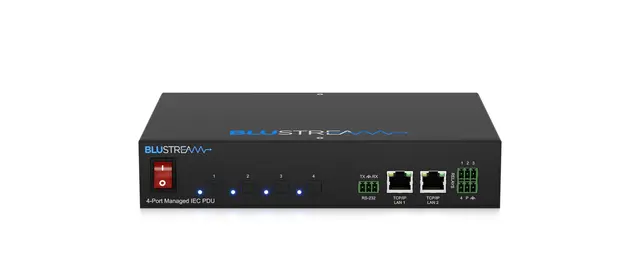 Blustream PWR4IEC 4 Port Managed IEC PDU Supports TCP/IP and RS-232 control 
