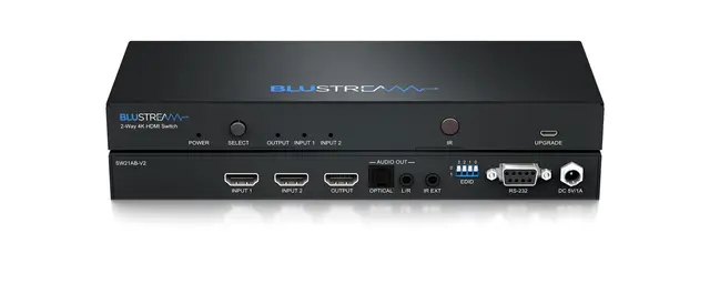 Blustream SW21AB-V2 Switcher HDMI-switch med integrert lyduttak. 