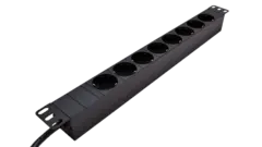 LinkIT 19" Strømskinne 9xCEE 7/4 3m CEE7/7 1U u/bryter 3,0m. kabel 16A 3600W