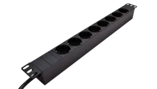 LinkIT 19" Strømskinne 9xCEE 7/4 3m CEE7/7 1U u/bryter 3,0m. kabel 16A 3600W