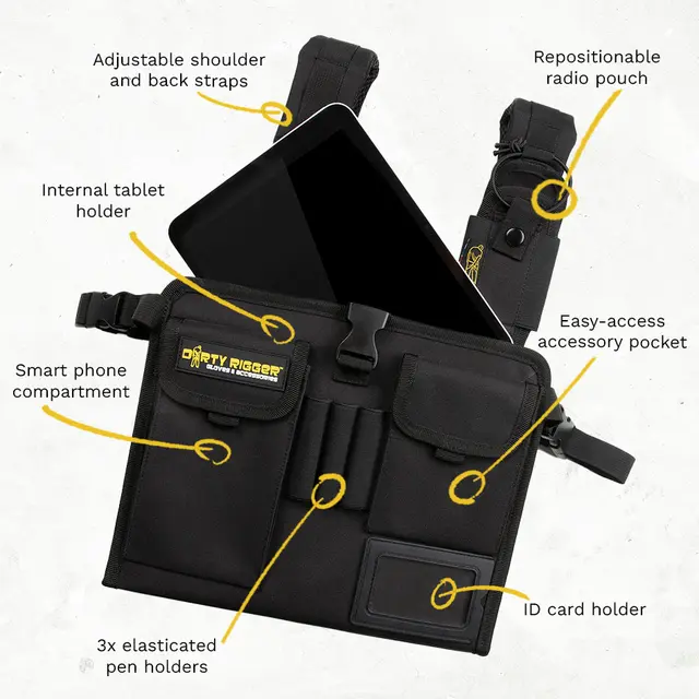 Dirty Rigger Chest Mate Pro Hands-free tablet-/brystrigg m/LED 