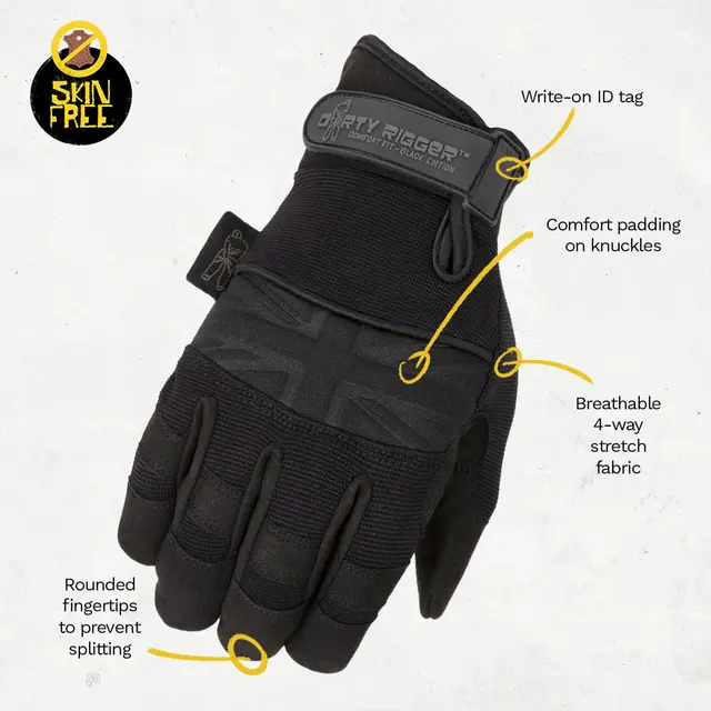 Dirty Rigger Comfort Fit Black Ed. FF M Full-fingered rigger glove, EN388 