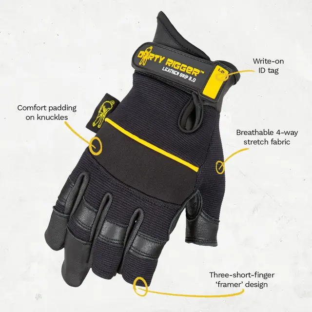 Dirty Rigger Leather Grip 3.0 FR M Framer goatskin glove, EN388 