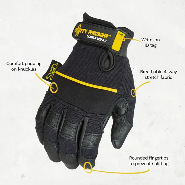 Dirty Rigger Leather Grip 3.0 FF M Full-fingered goatskin glove, EN388 