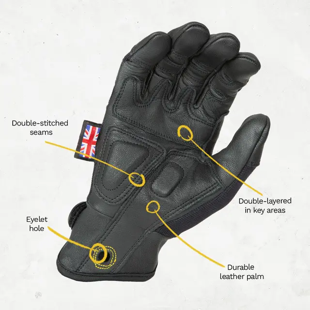 Dirty Rigger Leather Grip 3.0 FF M Full-fingered goatskin glove, EN388 