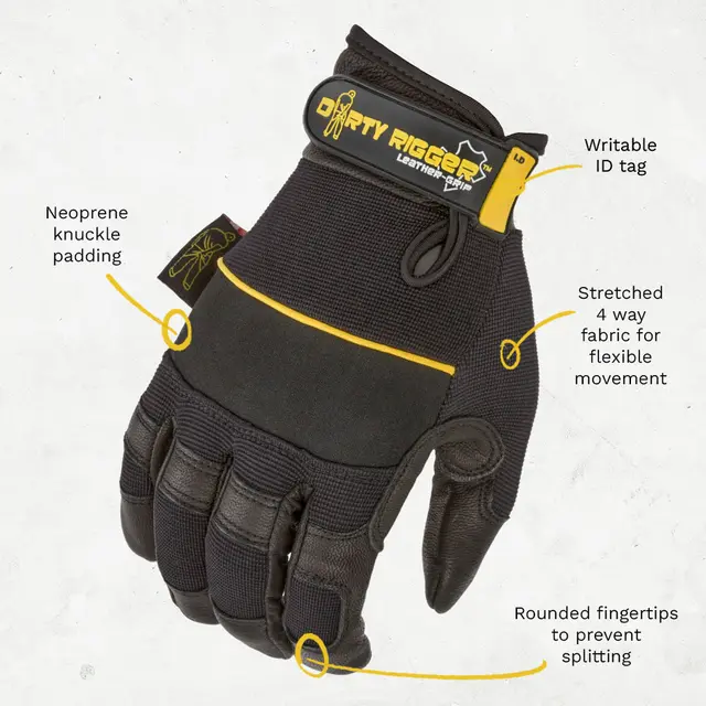 Dirty Rigger Leather Grip FF Full-fingered goatskin glove, EN388 