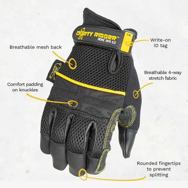 Dirty Rigger Rope Ops 2.0 FF M Full-fingered rope glove, EN388 