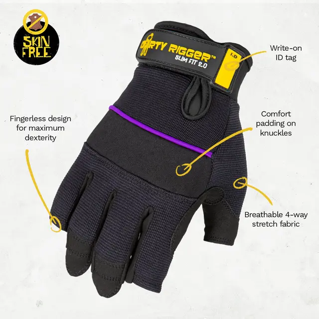 Dirty Rigger SlimFit 2.0 FL M Fingerless rigger glove, EN388 