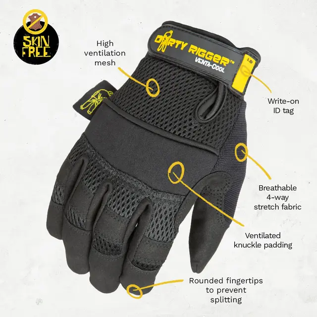Dirty Rigger Venta-Cool FF S Full-fingered summer glove, EN388 