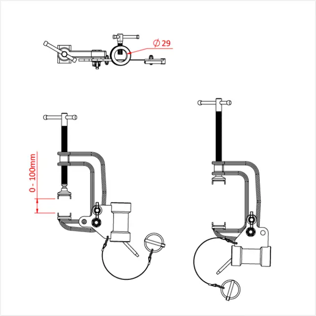 Doughty G1104 G CLAMP 100mm WITH DUAL POSITION 29mm RECEIVER 