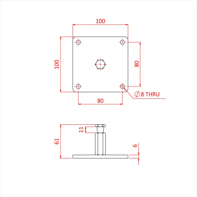 Doughty G1176 SNAP-IN MOUNTING PLATE (100mm X 100mm) 